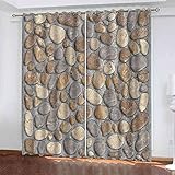 CJKTEZ Blickdichte Vorhang Wärmeisolierte Fenstervorhänge & Vorhänge Steinwand Kieselsteindruck Sonnenschutz Sichtschutz Tüllenvorhänge 2 Panel für Schlafzimmer Wohnzimmer Haus Dekoration 150cm B X 16