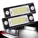 LED Kennzeichenbeleuchtung mit E-Prüfzeichen für Golf Passat Variant Jetta Touran T5 Caddy Superb Octavia, Premium LED Nummernschildbeleuchtung Canbus 18 SMD Lampe (2 Stücke)