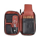 FIREDOG Zigarre Humidor Fall, echtes Leder Travel Portable Cigar Box Pouch (für 5-6 Zigarren, schwarz)