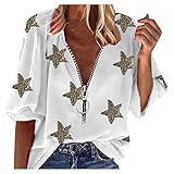 YJUU Chiffon Blusen Damen Kurzarm Tunika Große Größen BüGelfreie Blusen Oberteile Karierte Hemdbluse RüCkenfreie Tops Sexy Blusen Tunika Bunt Sommer Tunika Bluse Oberteile Mit SchnüRung