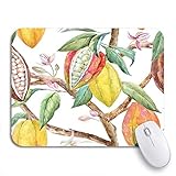 Adowyee Gaming Mouse Pad Buntes Aquarell Blumenmuster von Kakaobaum Blumen rutschfeste Gummi Backing Computer Mousepad f眉r Notebooks Maus M