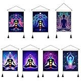 Moosunsa Mandala Wandteppich - Meditation Sieben Chakra Tapisserie Indischer Buddha Wanddekoration Mandala Wandteppiche Yoga Matte Bohemian Hippie Home D