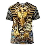 Mele & Co Ägyptisches Auge von Horus Ankh Ägypten Archäologen T-Shirt, Pharao Anubis Gesicht Short Sleeve für Männer,K3,2XL