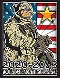 Proud Military Soldier 2020 - 2023 Four Year Monthly Planner: Calendar, Notebook Army American Flag