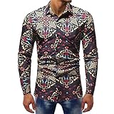 Hemd Herren Slim Fit Schick Drucken Langarmshirt Herren Klassische Knopfleiste Kent Kragen Hemd Herren Frühling Herbst Trend Mode Lassig Base Shirt Herren AQ-07 3XL