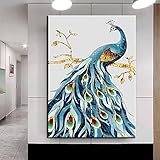 Tier Leinwand Gemälde Blauer Pfau Abstrakte Luxus Mode Bilder Poster Wandkunst Wohnzimmer Dekoration 40x60 cm R