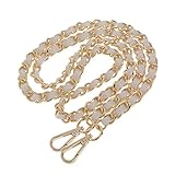 Schultergurt Umhängetasche Silber überzogene Kette PU-Leder Braid Ersatz Schultergurt für DIY-Geldbörsen Handtaschen - Gold + Weiß,