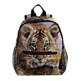 Kinderrucksack Rock Tiger Gaze Kinder Rucksack Kleinkind Schulranzen Reise Elementary Schulranzen Vorschule Kindergarten für Mädchen Jungen Kinder 25.4x10x30