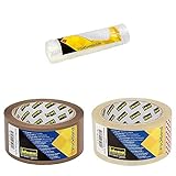 Idena - Luftpolsterfolie, 40 cm x 10 m, Packband braun und Packband transparent, 50 mm x 66