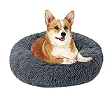 Nibesser Hundebett Katzenbett L/XL/XXL Hundekorb Anti-Stress-Kissen, komfortabel, Katzenkissen, rund, Kissen, groß, Grau/Hellg