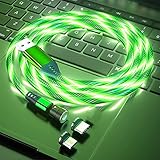 Fließendes LED Magnetisches Ladekabel 1M/2M 360° und 180° Drehung 3A Schnellladen Magnet USB kabel Sichtbar Bunt Aufleuchtendes 2-in-1 Magnetkabel für Android,Micro-USB,Type C,Smartphone Tab