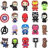 20 Superhelden Cartoon Schuh Anhänger für Kinder, Helden Shoe Dekoration, Superhero Charm für Schuhe Armband, Geburtstag Geschenke, coole Clog Dekoration für Teenager Jungen, Schatzspielzeug für Party