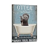 AMZSM Retro-Poster mit Tiermotiven, LPJ Otter – Wash Your Hands Poster, dekoratives Gemälde, Leinwand, Wandkunst, Wohnzimmer, Poster, Schlafzimmer, Malerei, 20 x 30