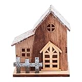TOYANDONA LED Weihnachtshaus mit Beleuchtung Weihnachten Holzanhänger Holz Christbaumschmuck Weihnachtsbaum Anhänger Winterdorf Haus Weihnachtsdorf Holzhaus Beleuchtet Dek