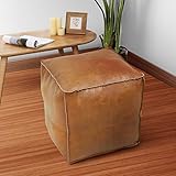 WWZ Poufs & Pillows Ungefüllter handgefertigter hochwertiger PU-Kunstlederkissenbezug, Ottomane, quadratische Möbel, Sitzsack, Fußschemel, Schließfach oder Hochzeitszubehör (leer und neu)