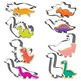 Joyoldelf Dinosaurier Ausstecher Set 8 Stück Keks-Schneider Rostfreier Stahl Schimmel für DIY Fondant Teig Sugarcraft Gebäck Kuchen Dek