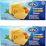Dana Cheddar Schmelzkäse Block 400g Käse zum kochen für Makkaroni, Fondue, Pasta, Burger, Pizza, Auflauf, Soßen, Dips, lange haltbar (2er Pack)