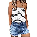 Dasongff Damen Sommer Tank Top Sexy Ärmellose Tube Top Casual Gefaltet Plissee Frauen Elastisch Weich Weste Stretch Trägerlos Bandeau Boob Bluse Shirt Weste Tops Tee Träg