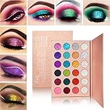 Lidschatten Palette Glitzer Schminke,Afflano Eyeshadow Palette Glitter Make-up,Liedschattenpalette Hochpigmentierte,Bunt Pink Lila Blau Grün Rot Rosa Gold Wasserdicht Vegan Shimmer G