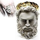 AIKJ Zeus Kopf Form Ring Gothic Kopf Ring Vintage Vergoldet Skulptur Ring männlich und weiblich übertrieben Fingerschmuck Vintage Geschenke B_9