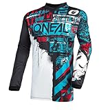 O'NEAL | Motocross-Jersey langarm | Kinder | MX Enduro | Gepolsterter Ellbogenschutz, V-Ausschnitt, atmungsaktiv | ELEMENT Youth Jersey RIDE | Schwarz Blau | Größe XS