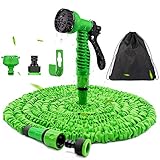 Flexibler Gartenschlauch 30 m - Wasserschlauch Flexibel Knick mit 7-Funktions-Handbrause für Rasenbewässerung / Haustierreinigung / Autowäsche, Adapter 1/2 Zoll & 3/4 Zoll (30)