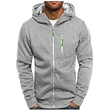 Eternali Drucken Reißverschluss Hoodie Sweatjacke Herren Zip Kapuzenjacke Einfarbig Casual Langarm Zipper Kapuzenpullover Jacke Printed Mode Hooded Sweatshirt Herbst Winter Sport Männer Kapuzenjack