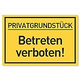 Privatgrundstück Betreten verboten Schild (30x20 cm Kunststoff) - Zutritt verboten Schilder - Durchgang Privat - (Gelb) Betreten Verb