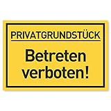 Privatgrundstück Betreten verboten Schild (30x20 cm Kunststoff) - Zutritt verboten Schilder - Durchgang Privat - (Gelb) Betreten Verb