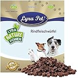 Lyra Pet® 10 kg Rindfleischwürfel Hundefutter Snack fettarm schonend getrocknet getrocknet Leckerli Kausnack Kauartikel für Hunde Kauspaß