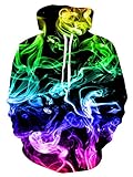 ALISISTER Unisex 3D Kapuzenpullover Buntes Rauchen Bedruckte Pullover Hoodies Frauen Männer Langarm Drawstring Taschen Fleece-Innenseite Kapuzen-Sweatshirt XL