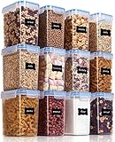 Vtopmart 1.6L Vorratsdosen Set, Müsli Schüttdose & Frischhaltedosen, BPA frei Kunststoff Vorratsdosen luftdicht, Satz mit 12, 24 Etiketten für Getreide, Mehl, Zucker usw (Blau)