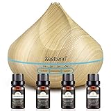 300ml Diffusers,Aroma Diffuser mit 4x10ml Ätherische Öle,Raumduft Diffuser,Luftbefeuchter für Yoga/Büro/SPA/Schlafzimmer,Auto Abschaltung,aus KESTTENN®