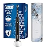 Oral-B PRO 1 750 Design Edition Elektrische Zahnbürste/Electric Toothbrush für eine gründliche Zahnreinigung, 1 Putzprogamm, Drucksensor, Timer & Reiseetui, 1 CrossAction Aufsteckbürste, schw