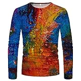 T-Shirt Herren Modern Urban Lose Rundhals Punk-Stil Jugend Herren Longsleeve Shirt Herbst Winter Kreative 3D Druck Männer Freizeithemden Täglich All-Match Herren Shirt A17 XL