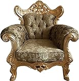 Casa Padrino Luxus Barock Sessel Gold Muster/Gold - Prunkvoller Wohnzimmer Sessel mit elegantem Blumenmuster - Barock Möb