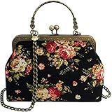 Abuyall Crossbag Totes Bag Satchel Cross Purse Handtaschen für Damen, Schwarzblume, M