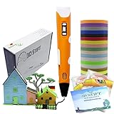 KreativKids 3D Stift + 40 x 5m PLA Filament 200 m. 3D Stifte. 3D Druck Stift inkl Vorlage, für Kinder und Erwachsene. PLA Filament [20 Farben x 10m Φ 1,75 mm]