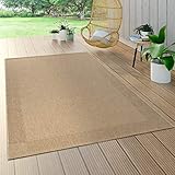 Paco Home In- & Outdoor Flachgewebe Teppich Sisal Optik Natürlicher Look Einfarbig Beige, Grösse:80x150