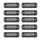 IW..HLMF 4 LED-Auto-Blitzlichter, 10 Stück Universal-Auto-Lichtleiste Gelb Pannen-Blinken, LKW-Warnungsseitenmarkierungs-Lampenstreifen für Auto-Fahrzeug-LKW-Anhänger-Wohnwagen-Wohnmob