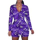 Yumeng Damen Strampler Jumpsuits Constellation Print Langarm Playsuit Einteiler, Wassermann-Druck, X-Larg