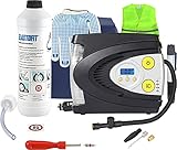 ELASTOFIT Flash Reifenpannenset 700ml Reifendichtmittel 12V Kompressor mit LED Licht rote Warnleuchte und SOS Funktion (Flash Plus)