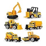 LJJ Pull Back Baufahrzeug Spielzeug für Kinder, Mini Engineering Modelle Spielautos Spielzeug Geburtstagsparty für Jungen 6 Stück