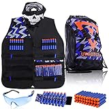 UWANTME Taktische Weste für Nerf Guns N-Strike Elite Serie mit Cinch Pack Tactical Vest Kit Nerf Zubehör Set für Kinder Jungen M