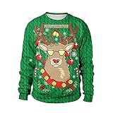 Lulupi Weihnachtlicher Kapuzenpullover Damen Weihnachtlich Oversize Pullover mit Schneeflocken Muster Rentier Motiv Hoodie Casual Sweatshirt Lange Ärmel T-S