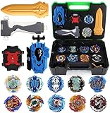 TUKIIE Bey Battling Top Burst Gyro Spielzeug Set, 10 Kreisel und 3 Launcher mit grüner Aufbewahrungsbox, Geburtstagsgeschenk für Kinder Jungen Mädchen Kinder ab 6 J
