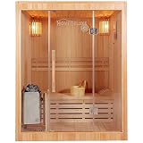 Home Deluxe - Traditionelle Sauna - Skyline L - Holz: Hemlocktanne - Maße: 120 x 150 x 190 cm - inkl. komplettem Zubehör | Dampfsauna Aufgusssauna Finnische S