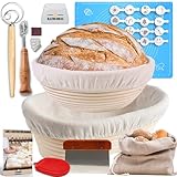 Trailblaze Vollständiges Set an Brotgärkörben – runde & ovale Gärkörbe für Sauerteigbrot Lahm Schaumschläger Teigschaber Brotsack | 100% natürliche Rattanstöcker ideales Brotbackgeschenk für Bäck