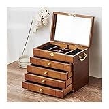 YINGTAO22-SHOP Schmuck Organizer 3/4/ 5 LayerLarge Hölzerne Schmuckschatulle/Schrank/Armoire mit Schloss und Spiegelschmuck Fall für Frauen Mädchen Ring Halskette Schmuckkästchen (Size : Large)