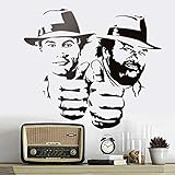 CXM WLONG 'ART Wandtattoo, Motiv: Bud Spencer und Terence Hill, lustig, Vinyl, 65 x 57